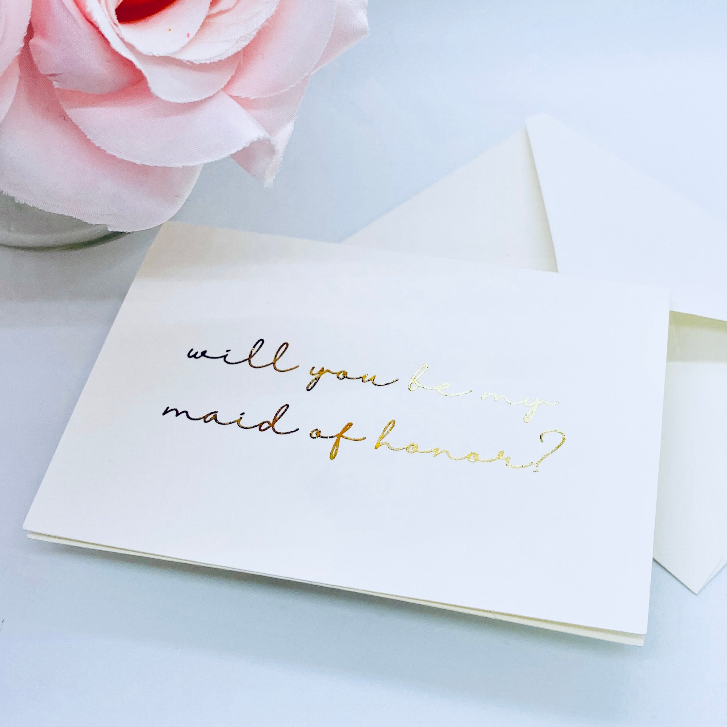 Will You Be My Maid of Honor Proposal Card, Gold Foil