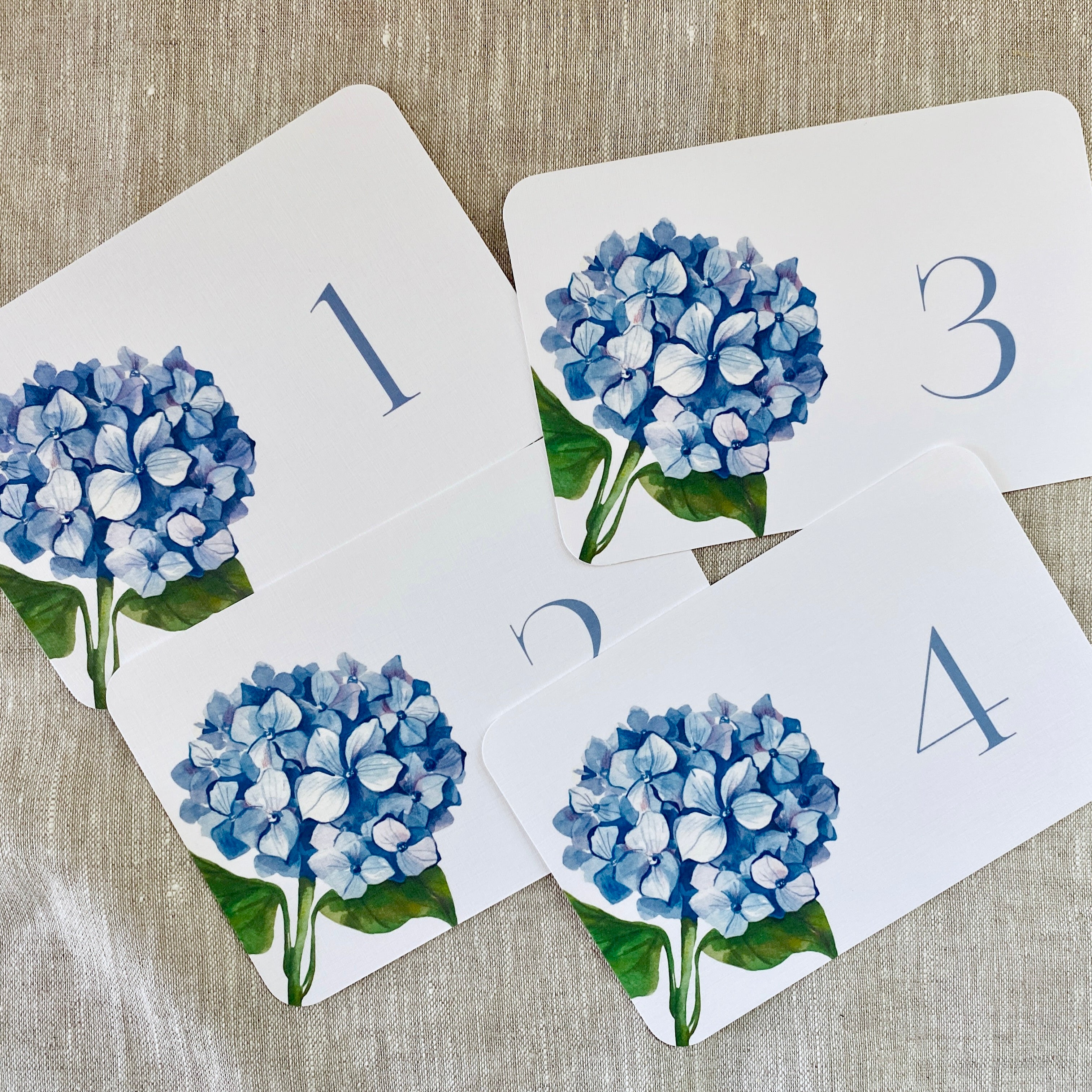 Blue Hydrangea Table Numbers
