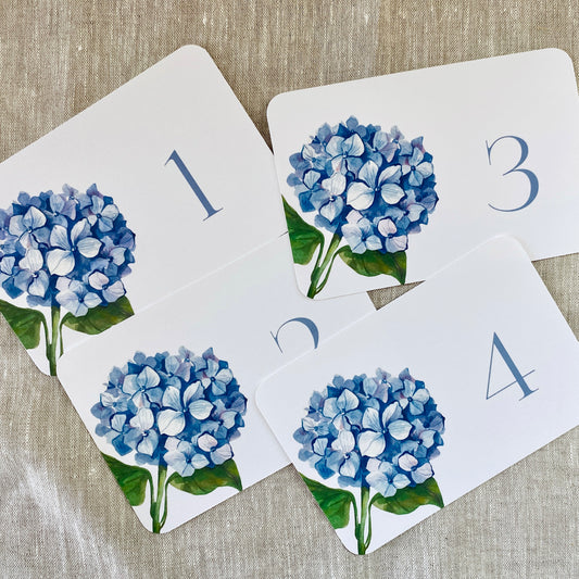 Blue Hydrangea Table Numbers, 1 - 10