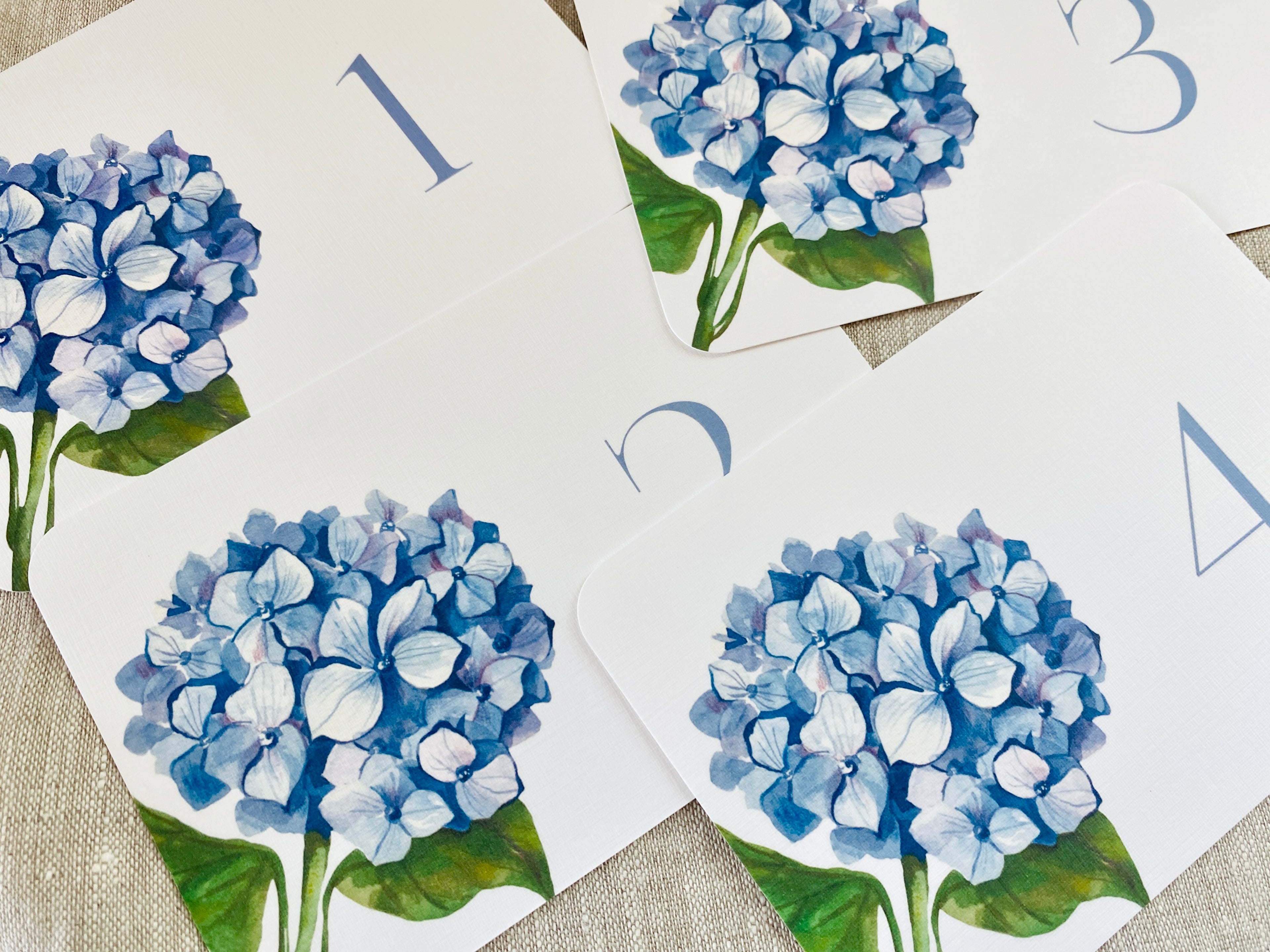 Blue Hydrangea Table Numbers