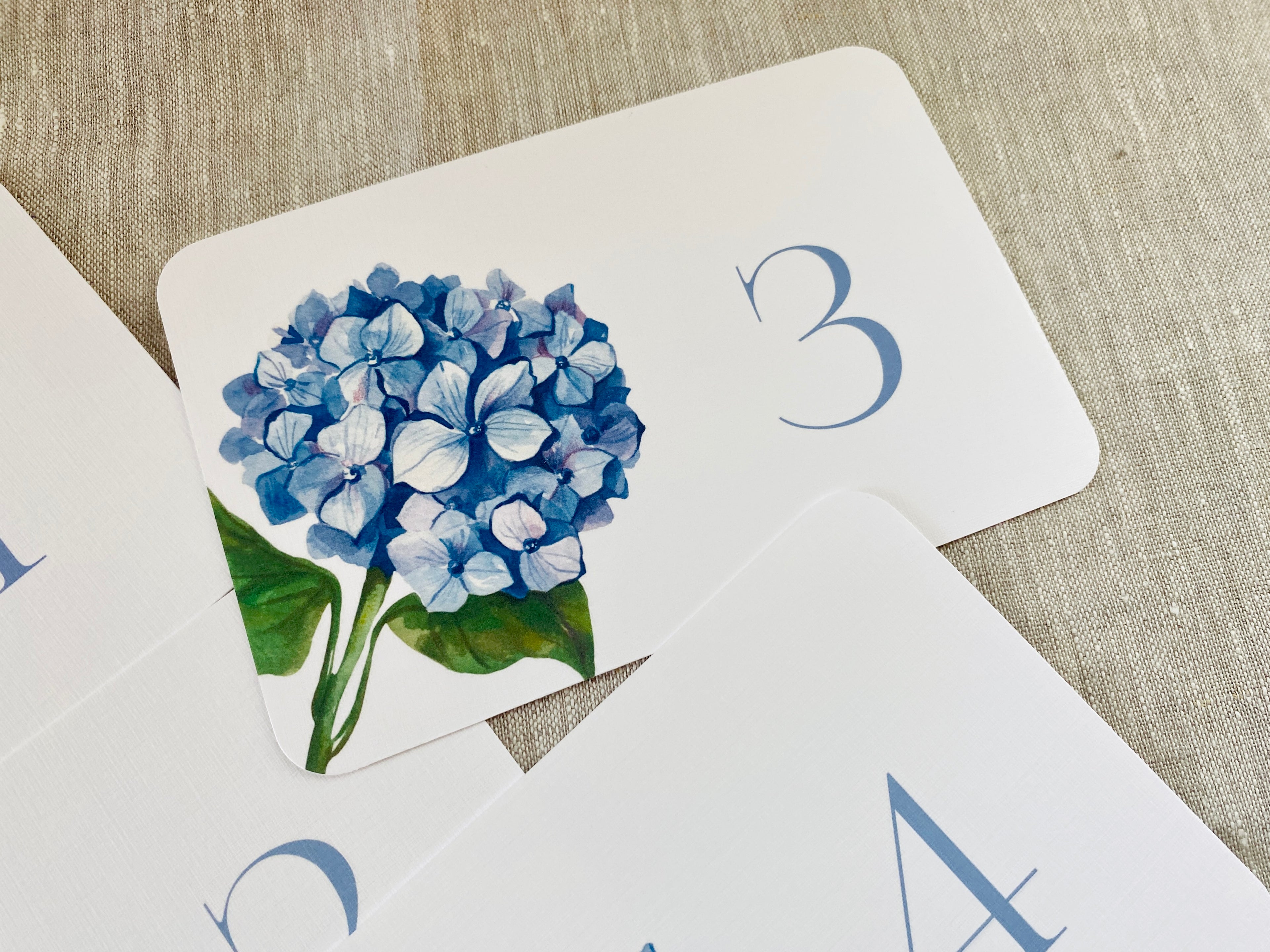 Blue Hydrangea Table Numbers