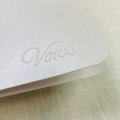 White Shimmer Wedding Vow Booklet, Set of 2