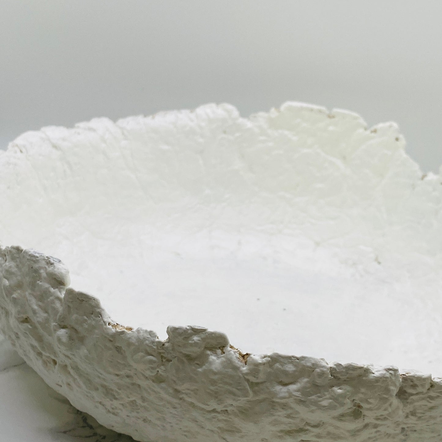 Handmade Paper Mache Bowl – White Decorative Bowl for Modern Rustic Home Décor