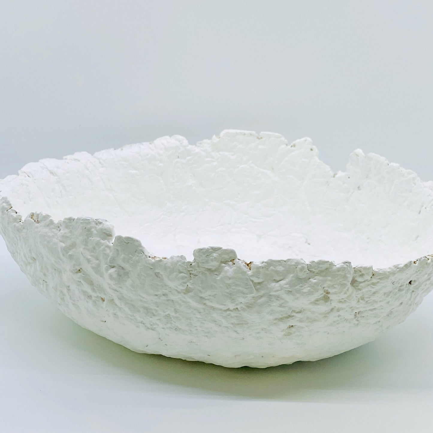 Handmade Paper Mache Bowl – White Decorative Bowl for Modern Rustic Home Décor
