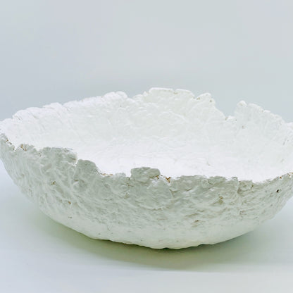 Handmade Paper Mache Bowl – White Decorative Bowl for Modern Rustic Home Décor