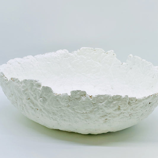 Handmade Paper Mache Bowl – White Decorative Bowl for Modern Rustic Home Décor