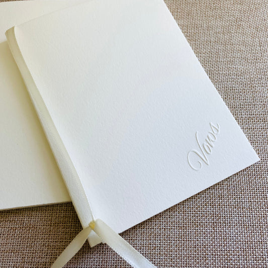 Ivory Wedding Vow Books Set of 2 – Embossed Vows – Minimalist Ceremony Keepsake – Neutral Elegant Vow Journals