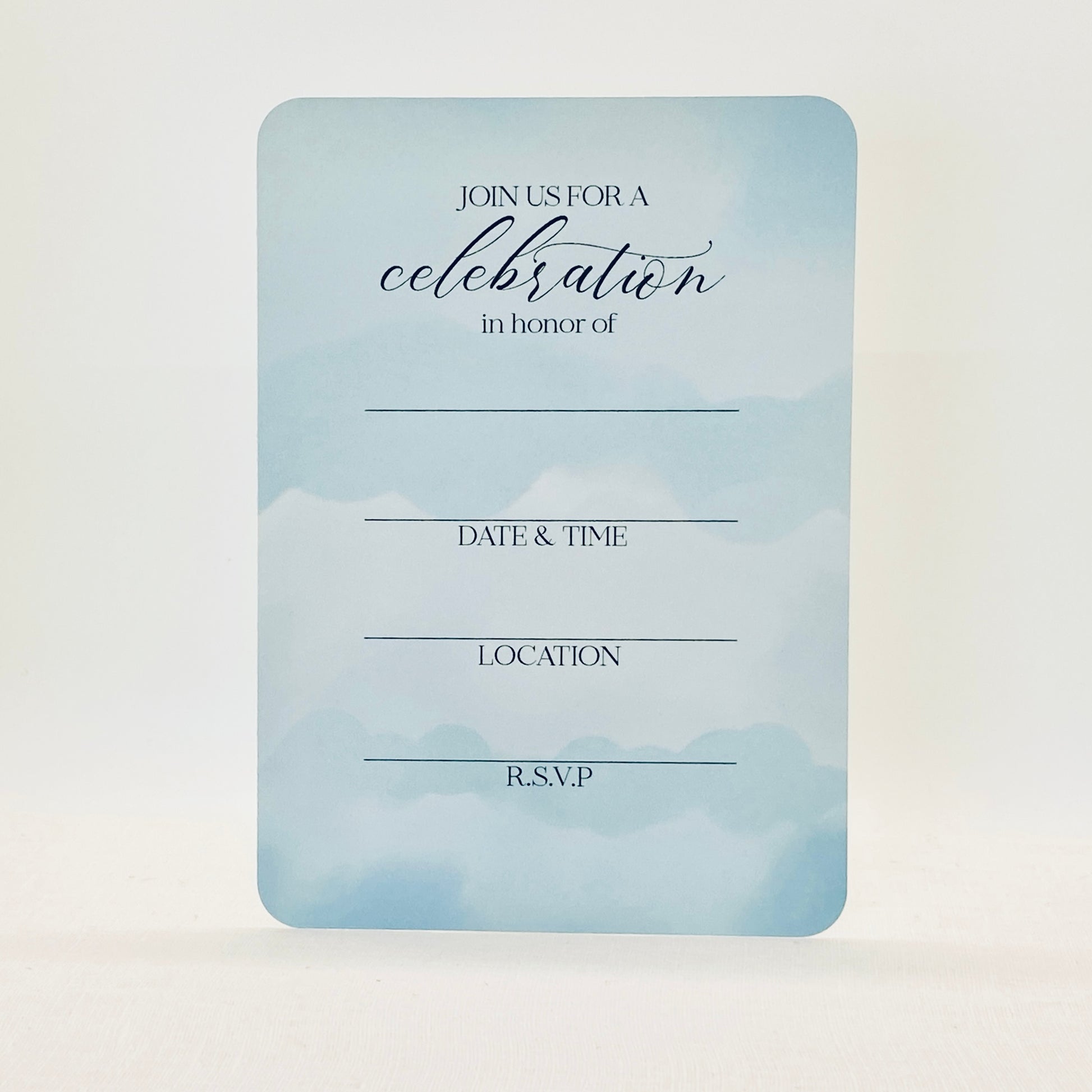 Blue Watercolor Fill In The Blank Invitations for Parties, Bridal Show –  Gallery360 Designs