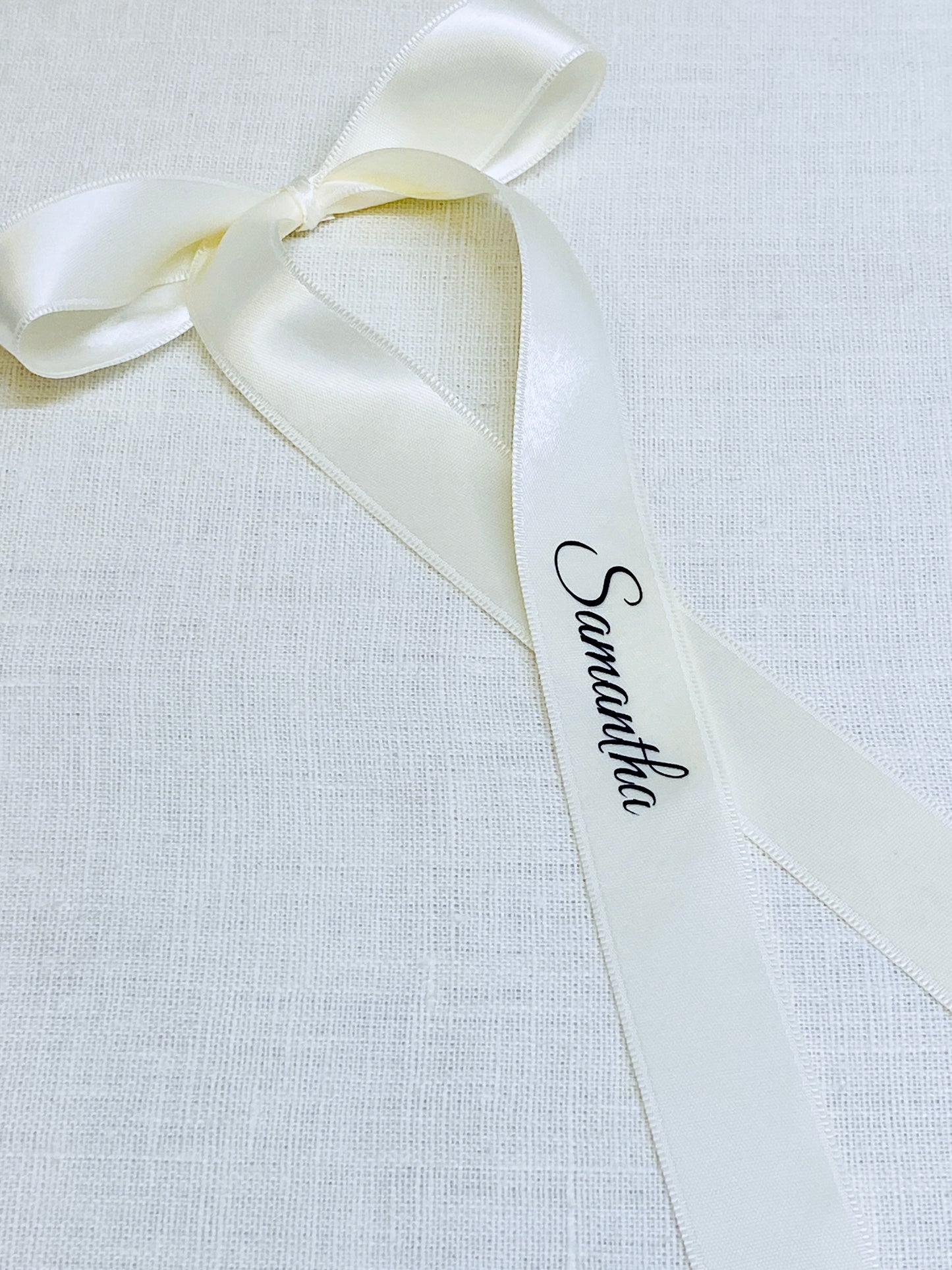 Ribbon Name Place Tag | Personalized Satin Name Ribbon  | Bow Place Cards