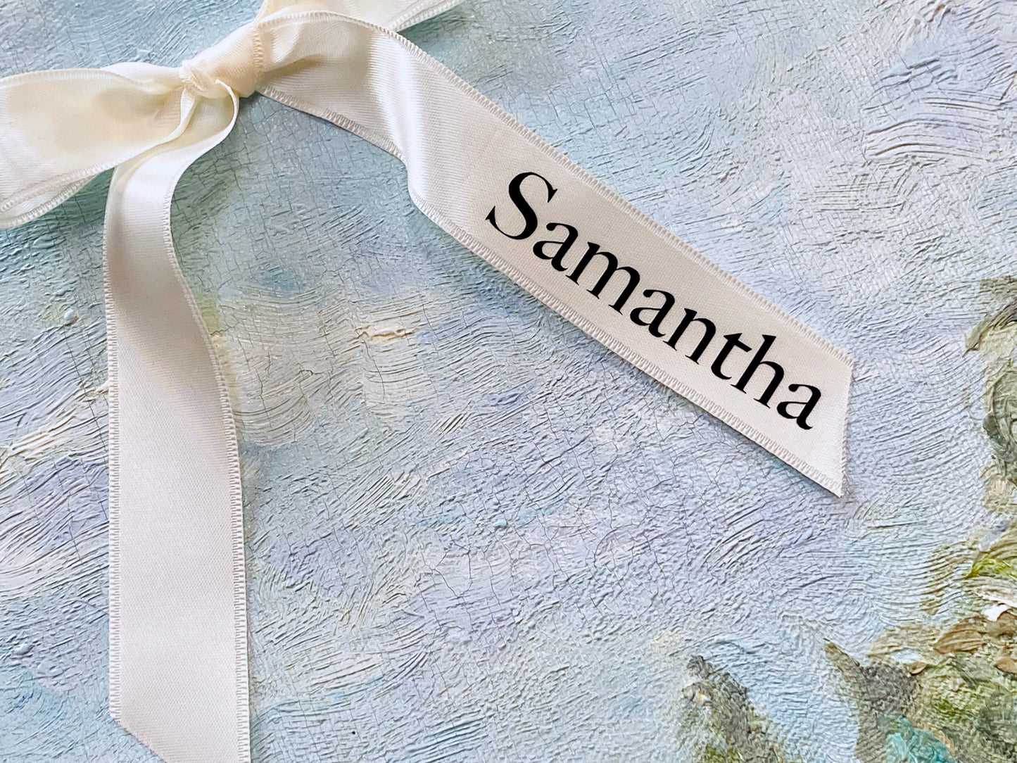 Ribbon Name Place Tag | Personalized Satin Name Ribbon  | Bow Place Cards