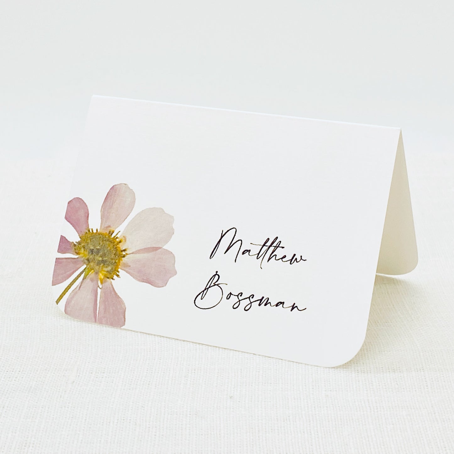 Place Cards with Pressed Flower Illustrations for Weddings, Showers, and Dinner Parties