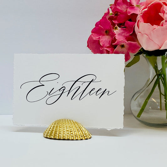 Beach Wedding Gold Shell Card Holders, Set of 10