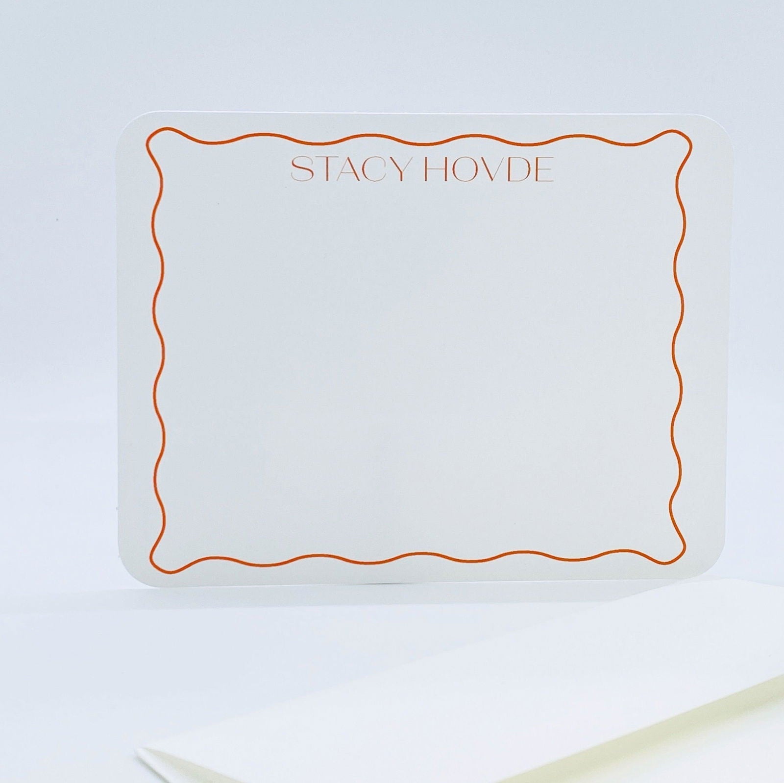 Orange Wavy Border Personalized Note Cards, Set of 20 - Gallery360 Designs - #tag1# -  - Orange Wavy Border Personalized Note Cards, Set of 20 -  - #tag1#