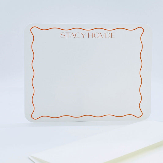 Orange Wavy Border Personalized Note Cards, Set of 20 - Gallery360 Designs - #tag1# -  - Orange Wavy Border Personalized Note Cards, Set of 20 -  - #tag1#