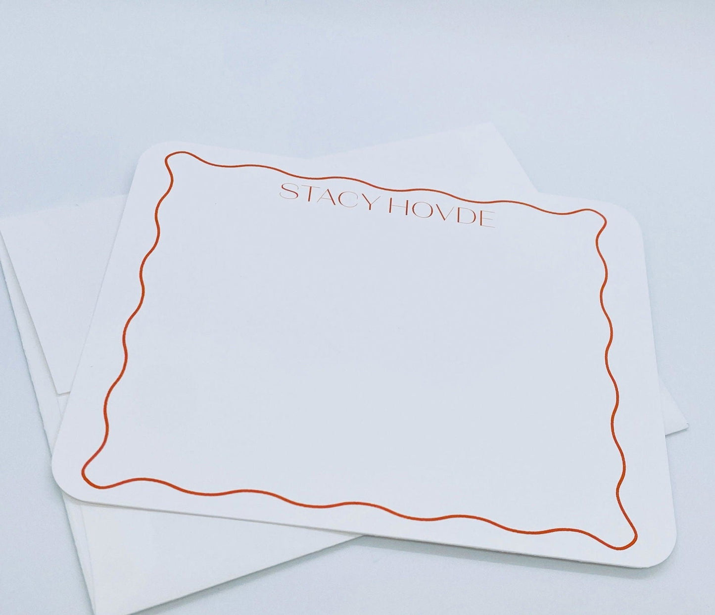 Orange Wavy Border Personalized Note Cards, Set of 20 - Gallery360 Designs - #tag1# -  - Orange Wavy Border Personalized Note Cards, Set of 20 -  - #tag1#