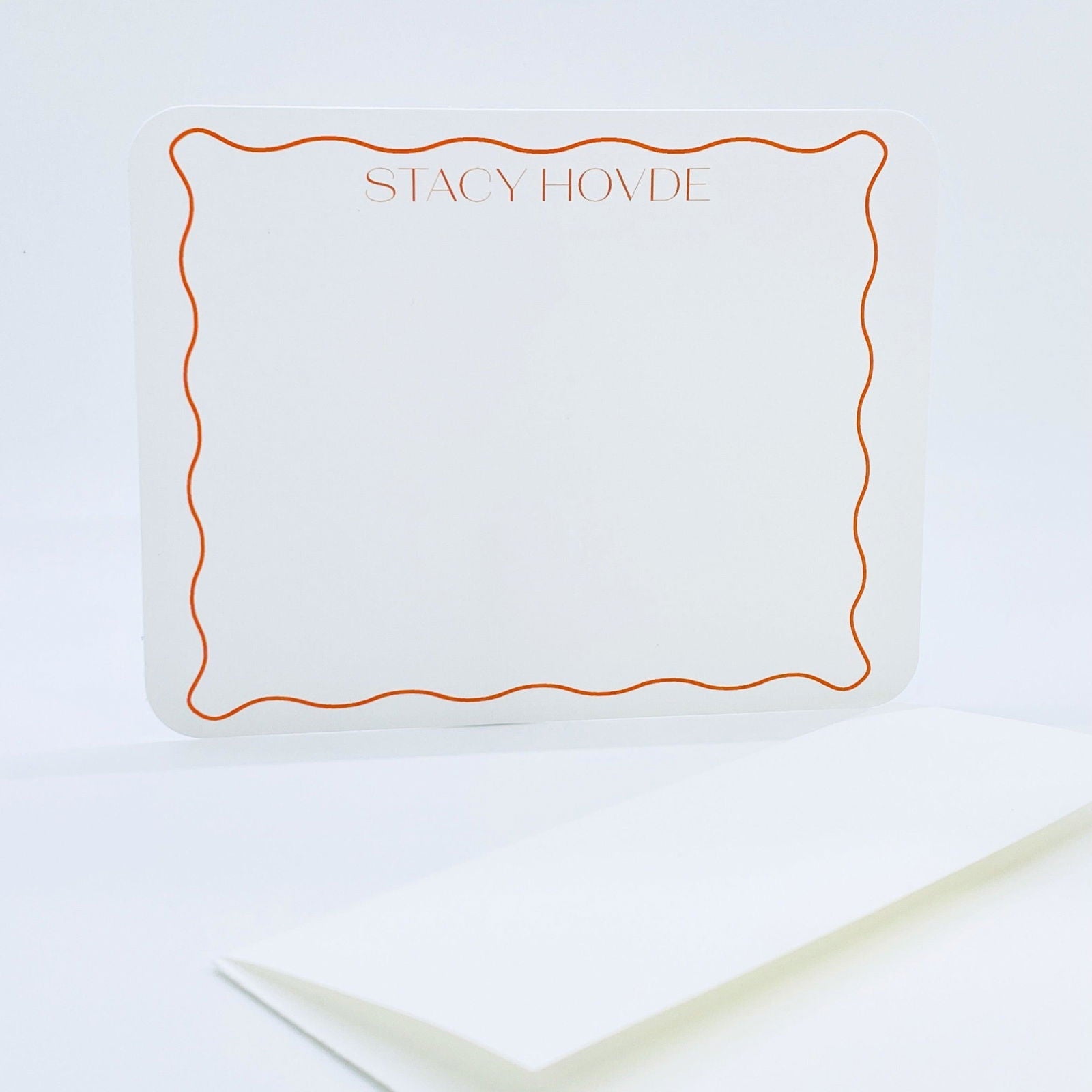 Orange Wavy Border Personalized Note Cards, Set of 20 - Gallery360 Designs - #tag1# -  - Orange Wavy Border Personalized Note Cards, Set of 20 -  - #tag1#