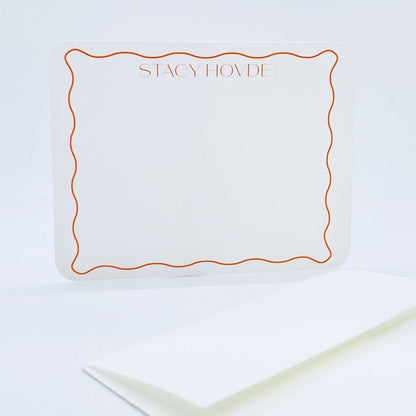 Orange Wavy Border Personalized Note Cards, Set of 20 - Gallery360 Designs - #tag1# -  - Orange Wavy Border Personalized Note Cards, Set of 20 -  - #tag1#