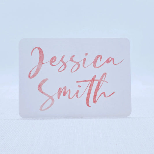 Pink Watercolor Name Card for Weddings, Parties, and Events Gallery360 Designs