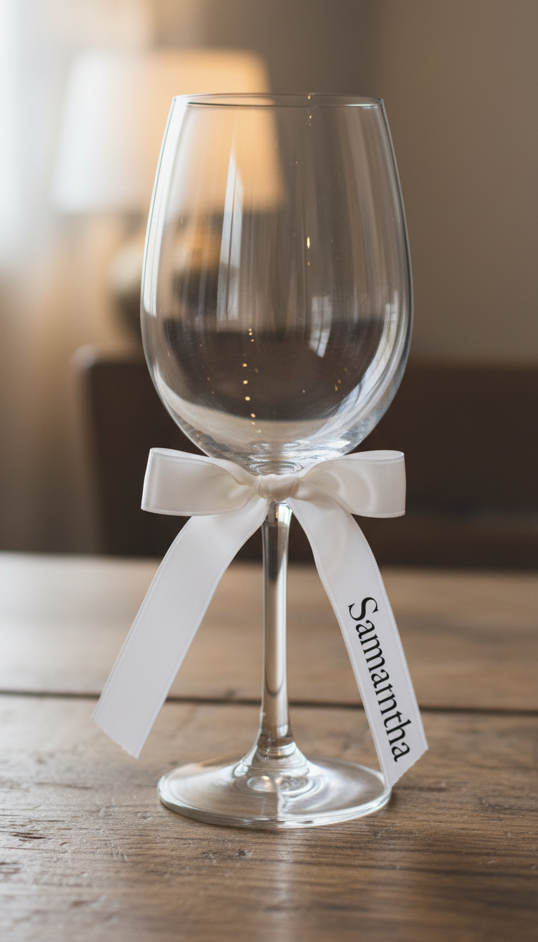 Ribbon Name Place Tag | Personalized Satin Name Ribbon  | Bow Place Cards