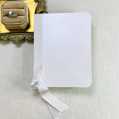 White Shimmer Wedding Vow Booklet, Set of 2