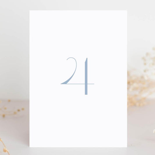 Dusty Blue Minimalist Table Numbers for Weddings and Events