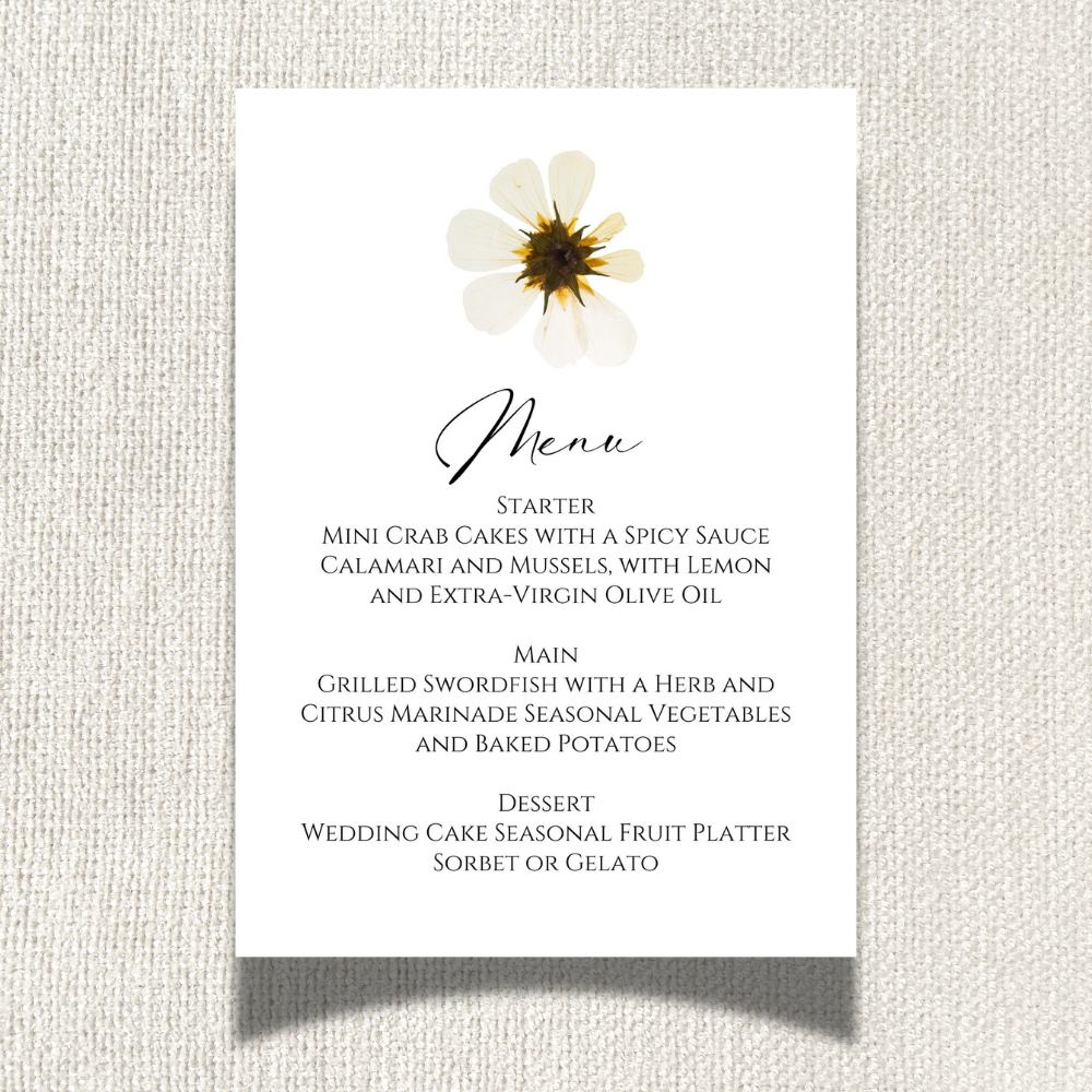Boho Floral Wedding Menu Card - 5" x 7" Gallery360 Designs