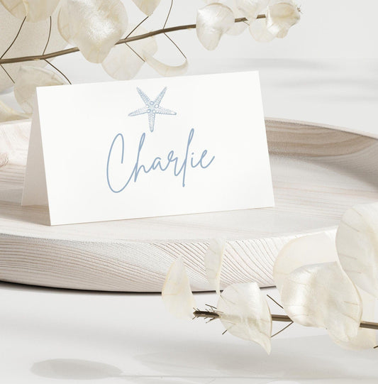 Dusty Blue Starfish Place Cards