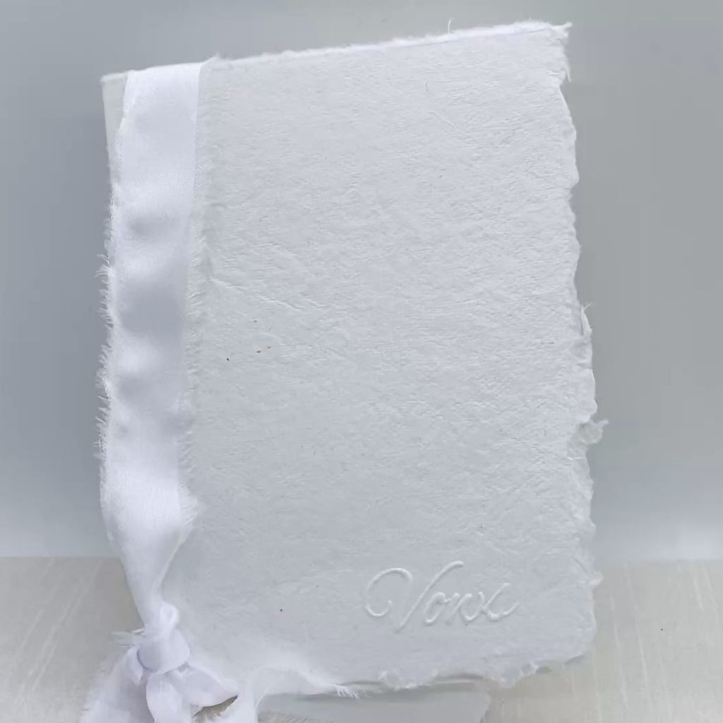 Minimalist Vow Books – Handmade Deckle Edge Paper – Embossed "Vow" Cover – Wedding Ceremony Keepsake – Set of 2