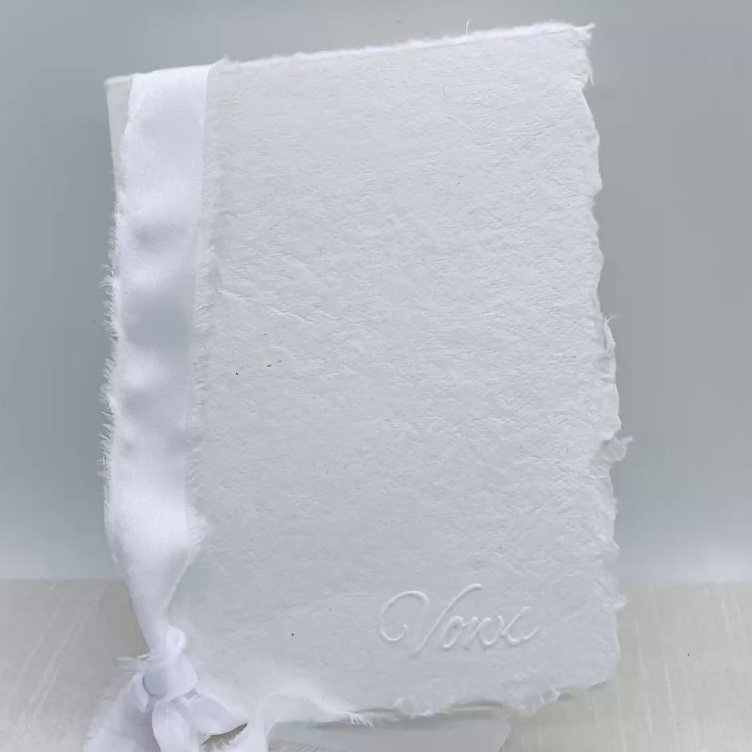 Minimalist Vow Books – Handmade Deckle Edge Paper – Embossed "Vow" Cover – Wedding Ceremony Keepsake – Set of 2